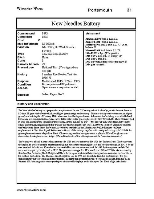 New Needles Battery datasheet